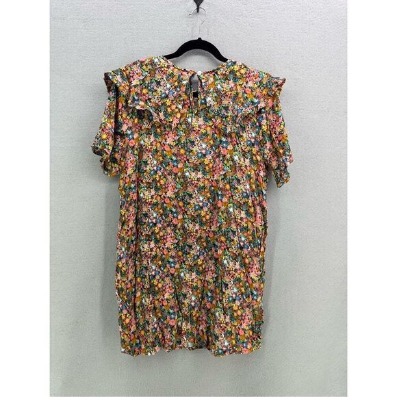 NWT Project Womens Multicolor Ruffle Short Sleeve Mini Shift Dress Size Medium - Picture 4 of 8